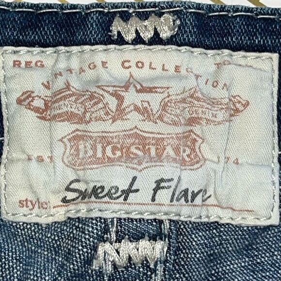 Vintage Big Star Womens Size 28XL Blue Whiskered Embellished Sweet Flare Jeans - Picture 11 of 14